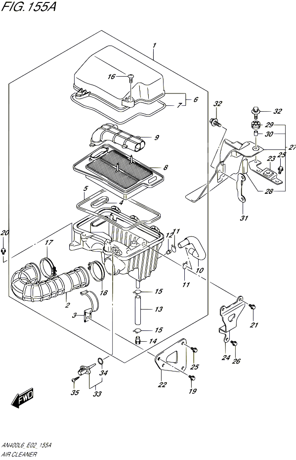 FILTRE A AIR POUR SUZUKI BURGMAN 400 2016 POUR BURGMAN 400 ABS AN400A L6 