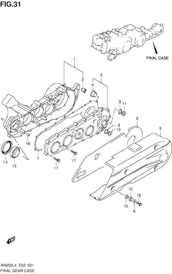 CARTER DE TRANSMISSION FINALE POUR SUZUKI BURGMAN 650 2014 POUR BURGMAN 650 AN650Z L4 