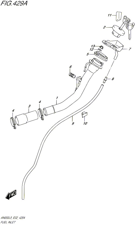 BOUCHON ET GOULOTTE DE RESERVOIR DESSENCE POUR SUZUKI BURGMAN 650 2015 POUR BURGMAN 650 EXECUTIVE AN650Z L5 