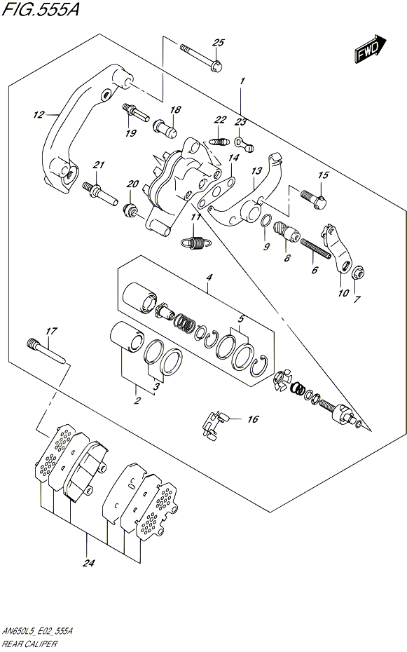ETRIER DE FREIN ARRIERE POUR SUZUKI BURGMAN 650 2015 POUR BURGMAN 650 EXECUTIVE AN650Z L5 