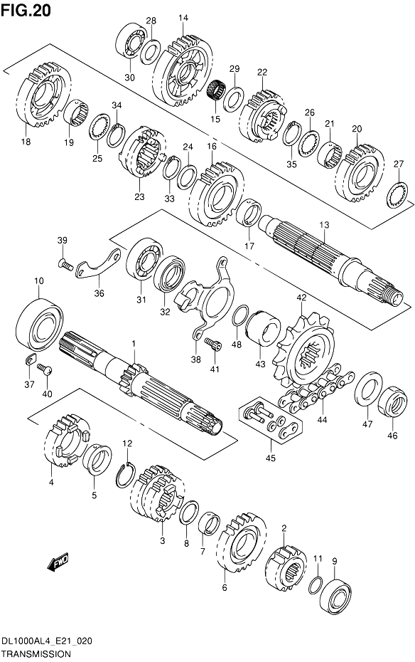 TRANSMISSION POUR SUZUKI V STROMDL1000A L4 2014