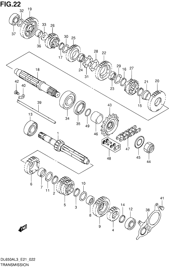 TRANSMISSION POUR SUZUKI V STROMDL650A L3 2013