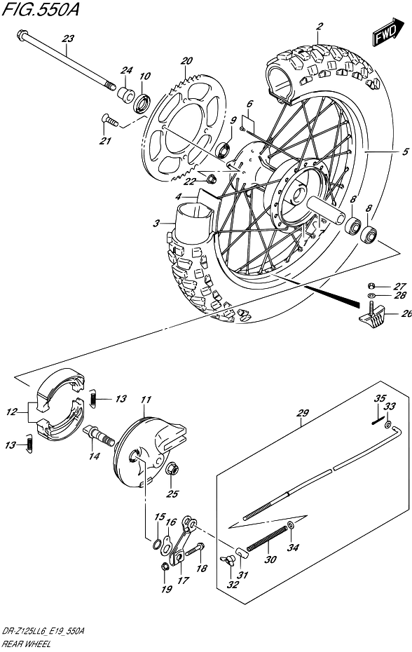 ROUE ARRIERE POUR DR Z 125 LDR Z125L L6 2016