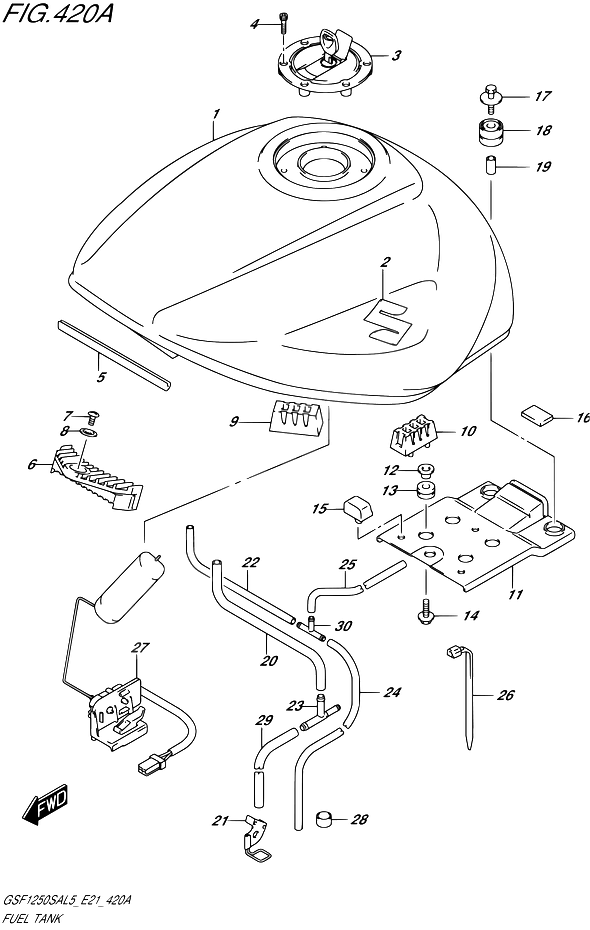 RESERVOIR DESSENCE POUR GSF 1250 BANDIT S ABSGSF1250SA L5 2015