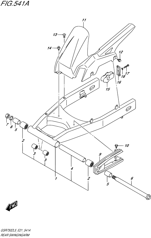 BRAS OSCILLANT ARRIERE POUR SUZUKI GSRGSR750ZA L5 2015