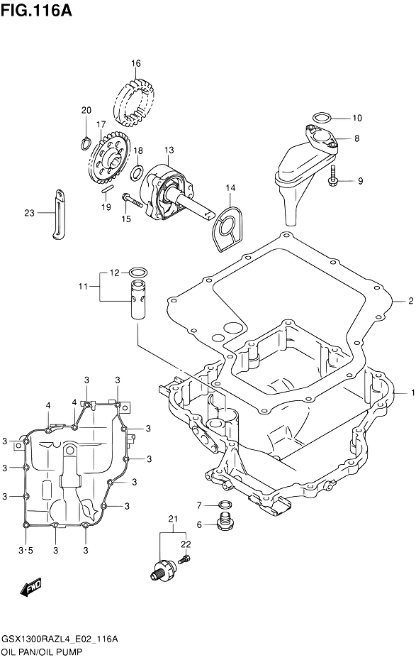 CARTER INFERIEUR POMPE A HUILE POUR HAYABUSA 1300 ABSGSX1300RAZUF L4 2015