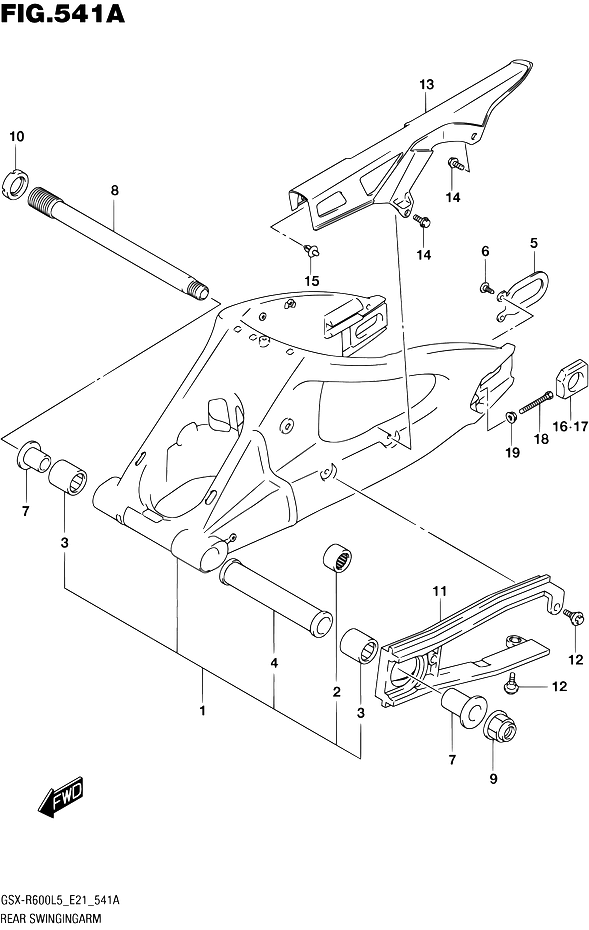 BRAS OSCILLANT ARRIERE POUR GSX R 600GSX R600UF L5 2015