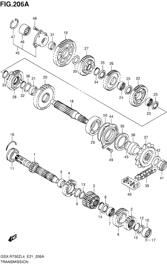TRANSMISSION POUR GSX R 750GSX R750ZUF L4 2014