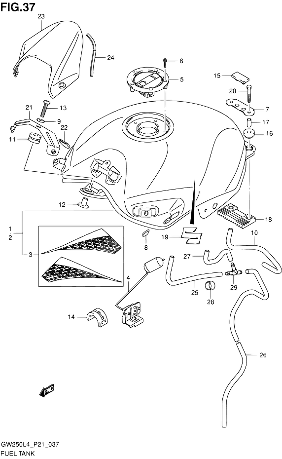 RESERVOIR DESSENCE POUR SUZUKI INAZUMAGW250 L4 2014