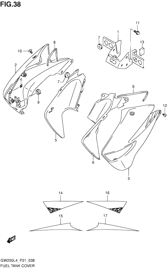 RESERVOIR DESSENCE COUVERCLES POUR SUZUKI INAZUMAGW250 L4 2014