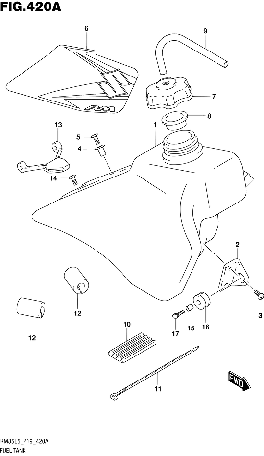 RESERVOIR DESSENCE POUR SUZUKI RMRM85L L5 2015
