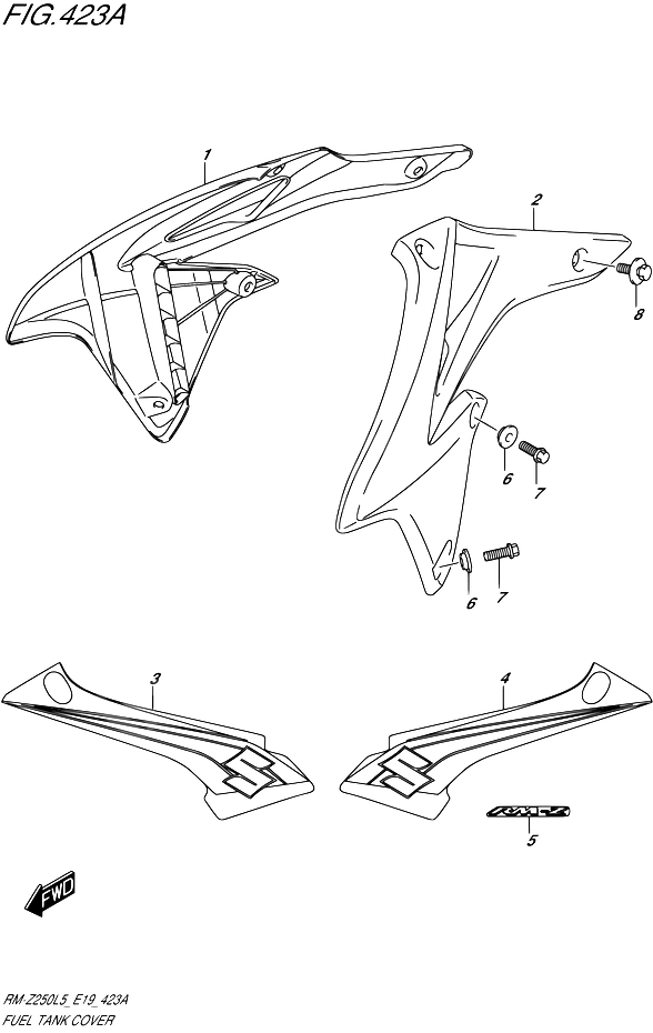 RESERVOIR DESSENCE COUVERCLES POUR SUZUKI RM ZRM Z250 L5 2015