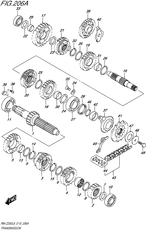 TRANSMISSION POUR SUZUKI RM ZRM Z250 L6 2016