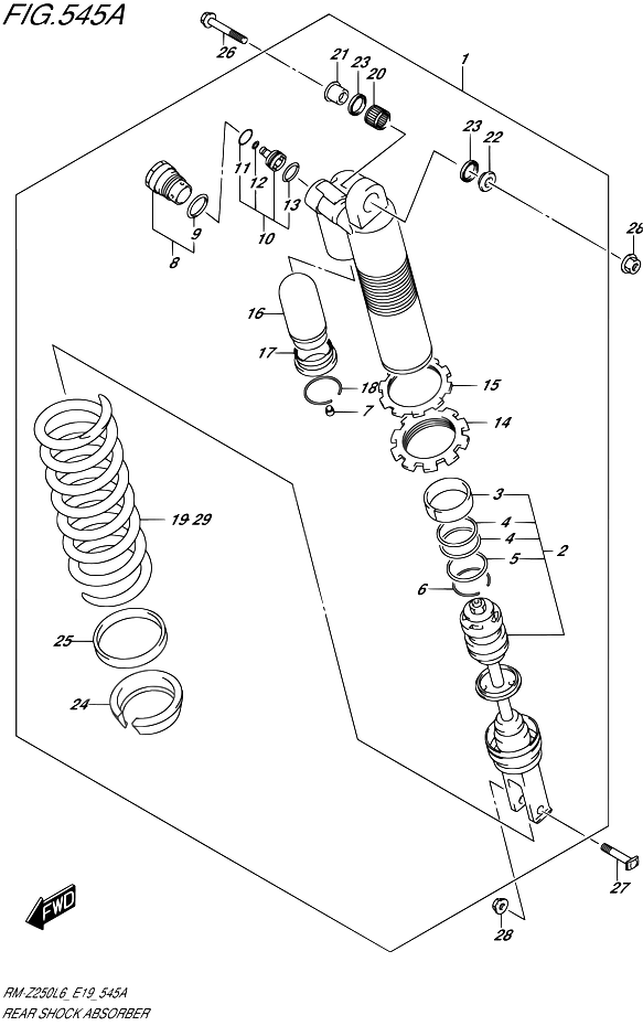 AMORTISSEUR ARRIERE POUR SUZUKI RM ZRM Z250 L6 2015