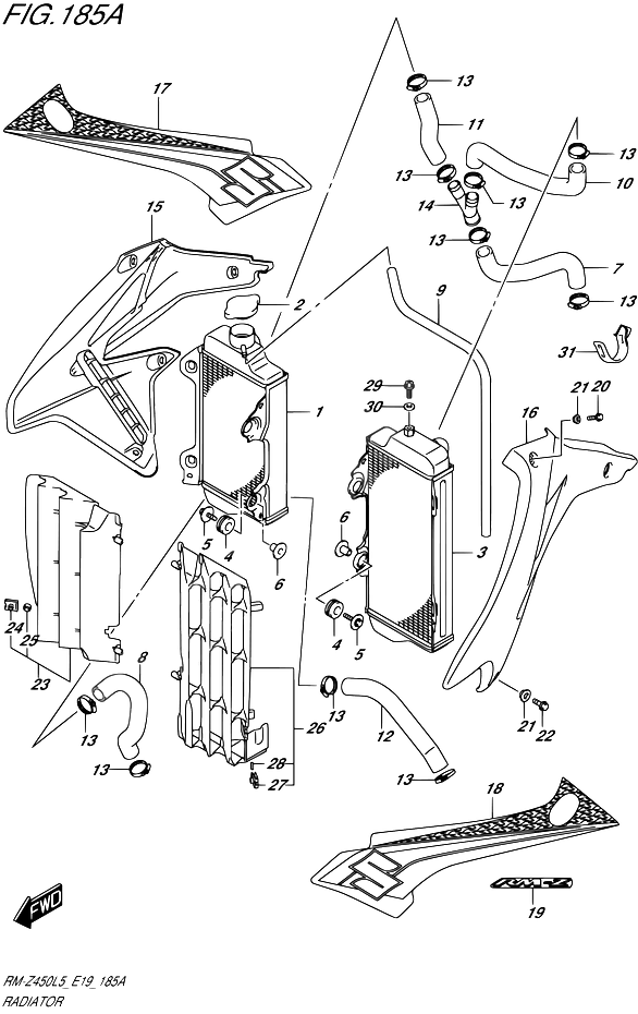 RADIATEUR POUR SUZUKI RM ZRM Z450 L5 2015