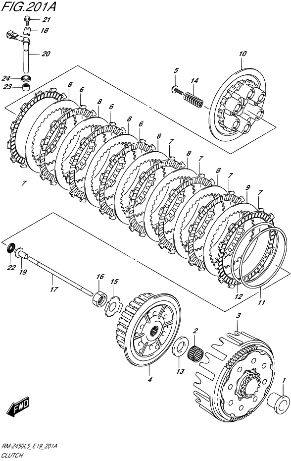 EMBRAYAGE POUR SUZUKI RM ZRM Z450 L5 2015