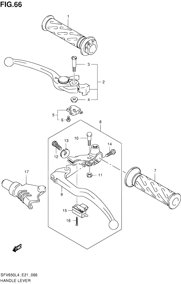 ENSEMBLE LEVIERS POIGNEES POUR GLADIUS 650SFV650UA L4 2014