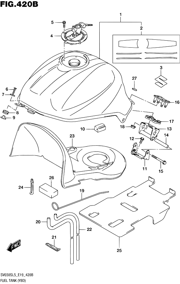 RESERVOIR DESSENCE POUR SV 650 SSV650S L5 2015