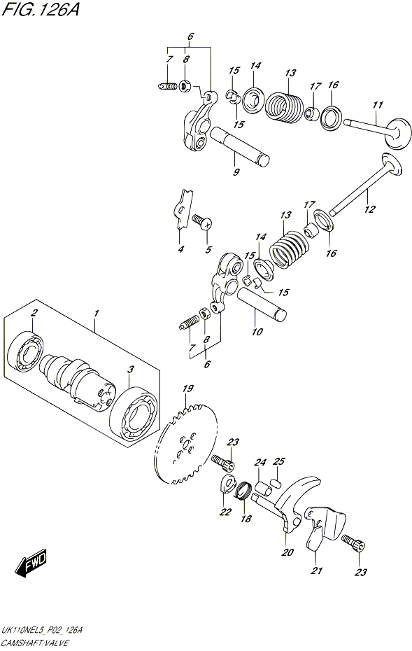 ARBRE A CAMES VALVE POUR SUZUKI ADDRESS 110 2015 POUR ADDRESS 110 UK110NE L5 
