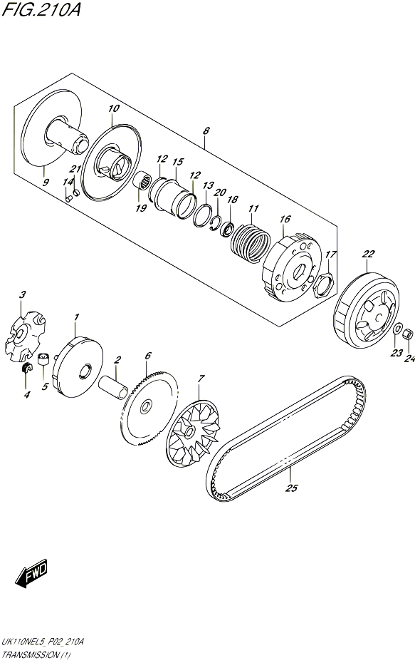 TRANSMISSION 1 POUR SUZUKI ADDRESS 110 2015 POUR ADDRESS 110 UK110NE L5 