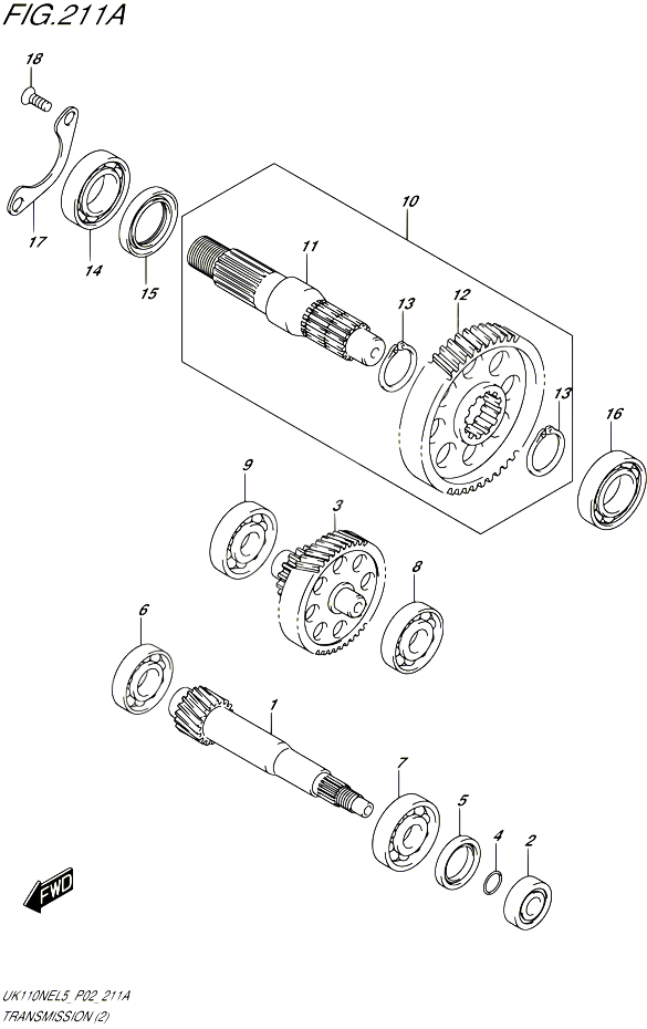 TRANSMISSION 2 POUR SUZUKI ADDRESS 110 2015 POUR ADDRESS 110 UK110NE L5 