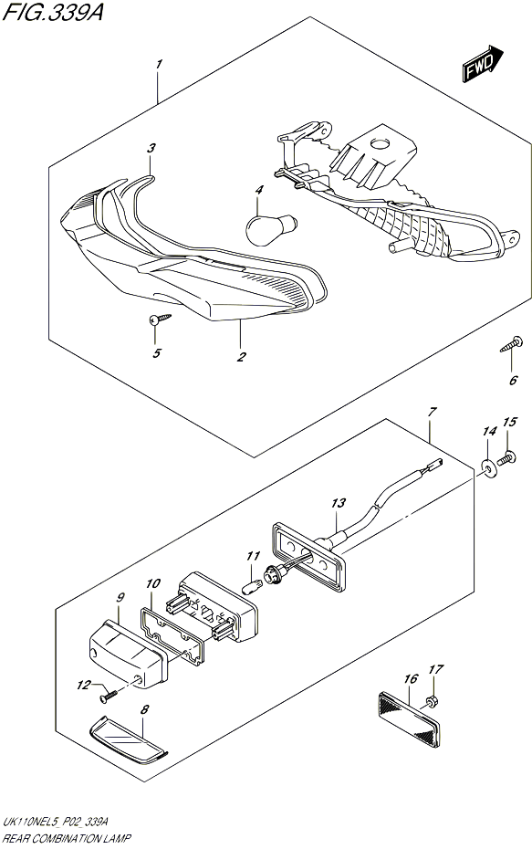 ENSEMBLE FEU ARRIERE POUR SUZUKI ADDRESS 110 2015 POUR ADDRESS 110 UK110NE L5 