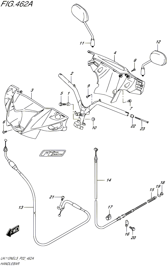 GUIDON POUR SUZUKI ADDRESS 110 2015 POUR ADDRESS 110 UK110NE L5 