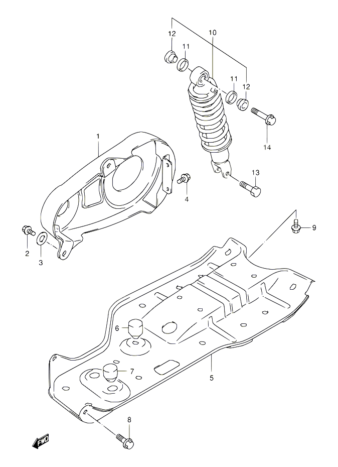 AMORTISSEUR ARRIERE POUR SUZUKI QUADSPORT 80 2002 POUR SUZUKI QUADSPORTLT80 K6 