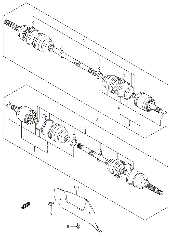 ARBRE DE TRANSMISSION AVANT POUR SUZUKI EIGER 400 2009 POUR EIGER 400 2WD LT A400F K7 