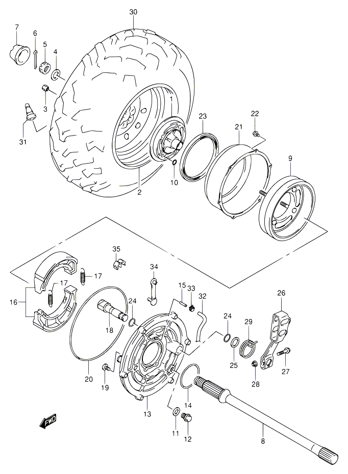ROUE ARRIERE DROITE POUR SUZUKI EIGER 400 2012 POUR EIGER 400 2WD LT A400F K7 