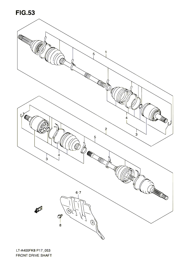 ARBRE DE TRANSMISSION AVANT POUR SUZUKI EIGER 400 2010 POUR SUZUKI EIGERLT A400F L0 