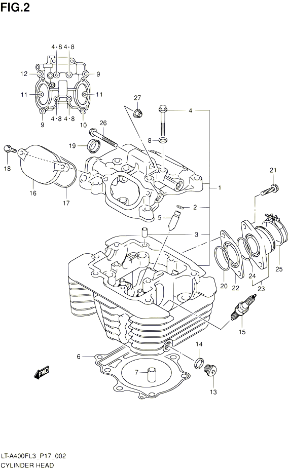 CULASSE POUR SUZUKI KINGQUAD 400 2013 POUR SUZUKI KINGQUADLT A400F L3  LT A400FZ L3 