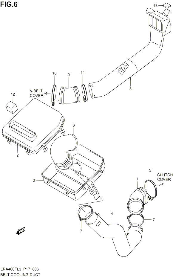 CONDUIT DADMISSION CARTER COURROIE POUR SUZUKI KINGQUAD 400 2013 POUR SUZUKI KINGQUADLT A400F L3 LT A400FZ L3 