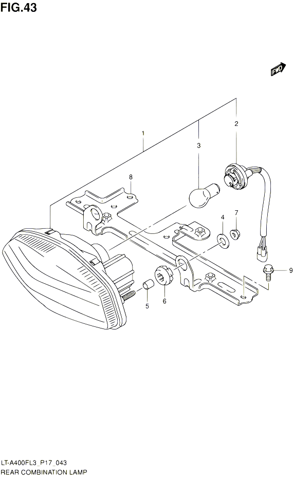 ENSEMBLE FEU ARRIERE LT A400FL3 P24 POUR SUZUKI KINGQUAD 400 2013 POUR SUZUKI KINGQUADLT A400F L3 LT A400FZ L3 
