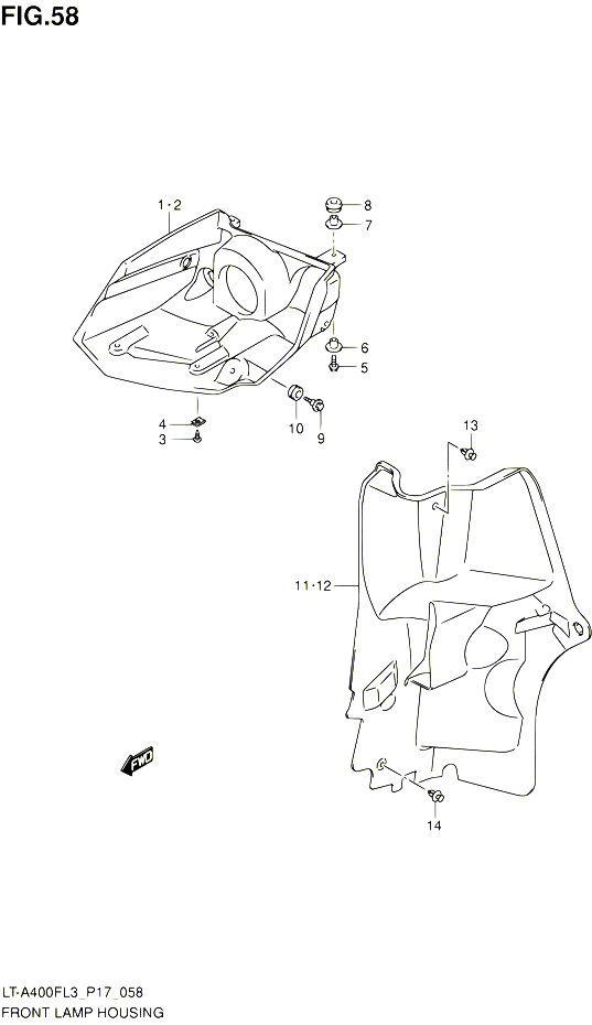 ENTOURAGE DE PHARE AVANT POUR SUZUKI KINGQUAD 400 2013 POUR SUZUKI KINGQUADLT A400F L3  LT A400FZ L3 