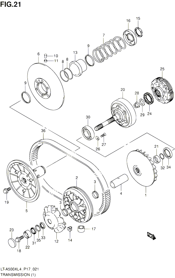 TRANSMISSION 1 POUR SUZUKI KINGQUAD 500 2014 POUR SUZUKI KINGQUADLT A500X L4 LT A500XZ L4 