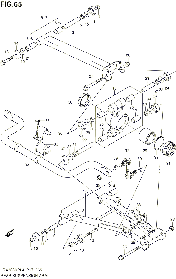 BRAS SUSPENSION ARRIERE POUR SUZUKI KINGQUAD 500 2015 POUR SUZUKI KINGQUADLT A500XP L4  LT A500XPZ L4 