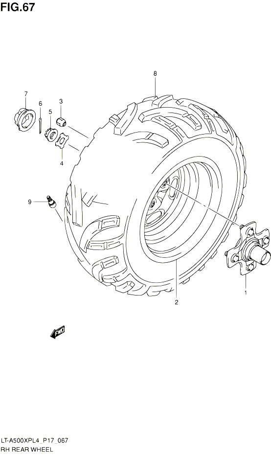 ROUE ARRIERE DROITE LT A500XPL4 P17 POUR SUZUKI KINGQUAD 500 2015 POUR SUZUKI KINGQUADLT A500XP L4 LT A500XPZ L4 