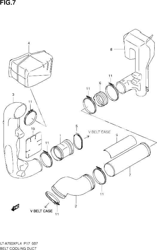 CONDUIT DADMISSION CARTER COURROIE POUR SUZUKI KINGQUAD 750 2014 POUR SUZUKI KINGQUADLT A750XP L4 LT A750XPZ L4 