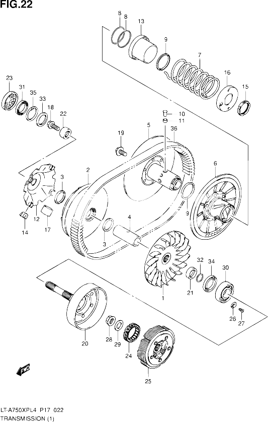 TRANSMISSION 1 POUR SUZUKI KINGQUAD 750 2014 POUR SUZUKI KINGQUADLT A750XP L4  LT A750XPZ L4 