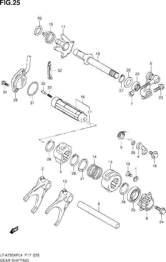 ENSEMBLE SELECTEUR DE VITESSES POUR SUZUKI KINGQUAD 750 2014 POUR SUZUKI KINGQUADLT A750XP L4  LT A750XPZ L4 