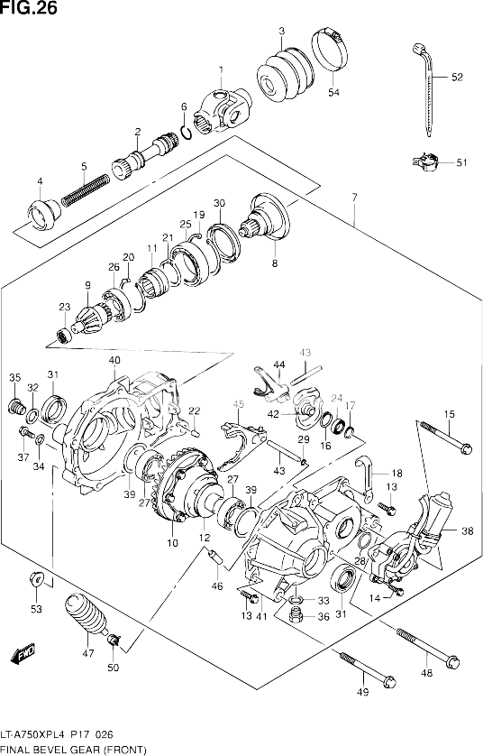 CARDAN COUPLE CONIQUE AVANT POUR SUZUKI KINGQUAD 750 2014 POUR SUZUKI KINGQUADLT A750XP L4  LT A750XPZ L4 