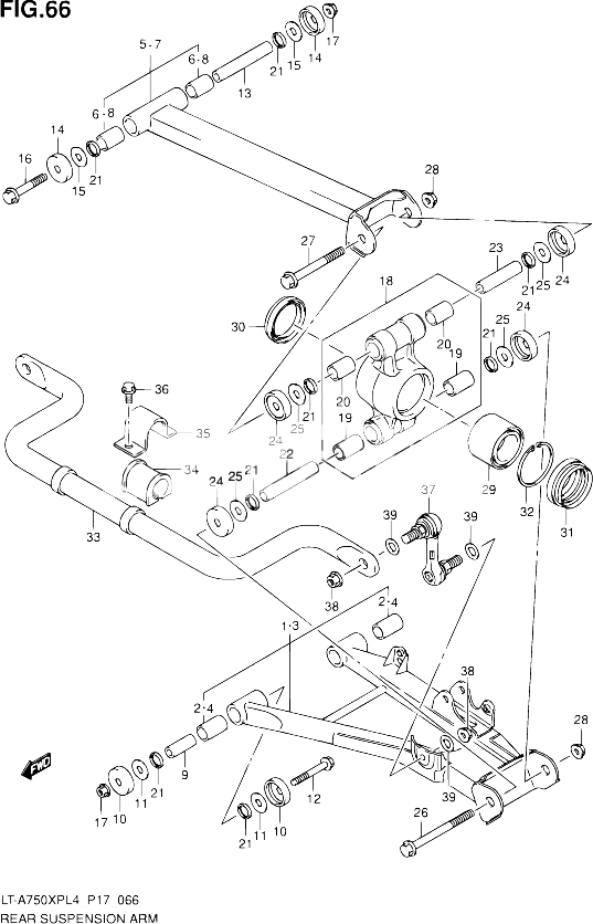 BRAS SUSPENSION ARRIERE POUR SUZUKI KINGQUAD 750 2015 POUR SUZUKI KINGQUADLT A750XP L4 LT A750XPZ L4 