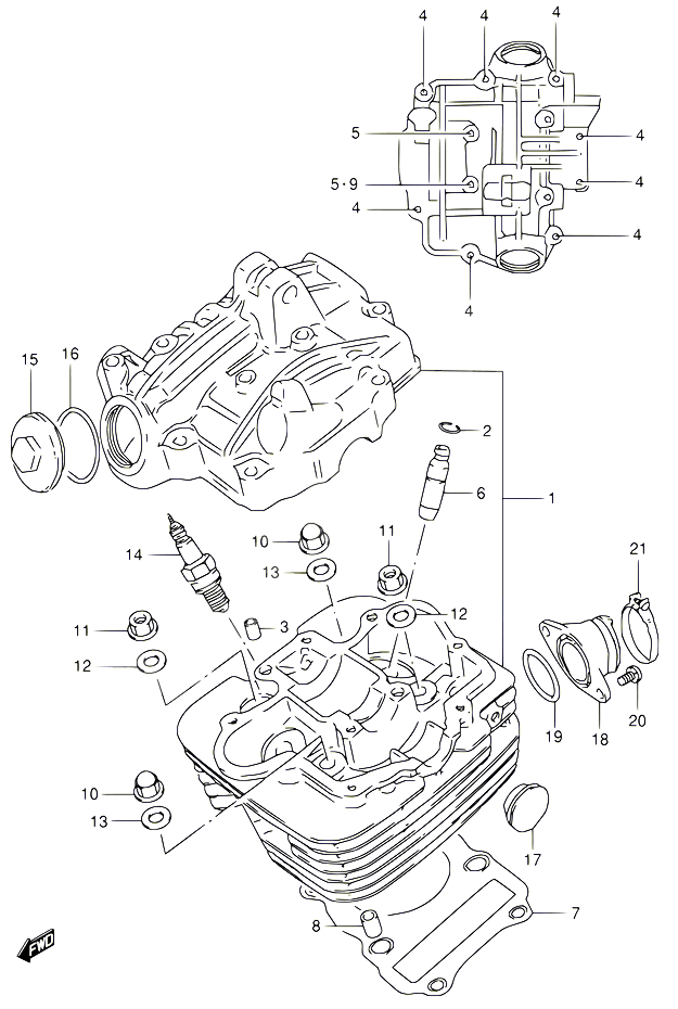 CULASSE POUR SUZUKI OZARK 160 2003 POUR SUZUKI OZARKLT F160 K3 