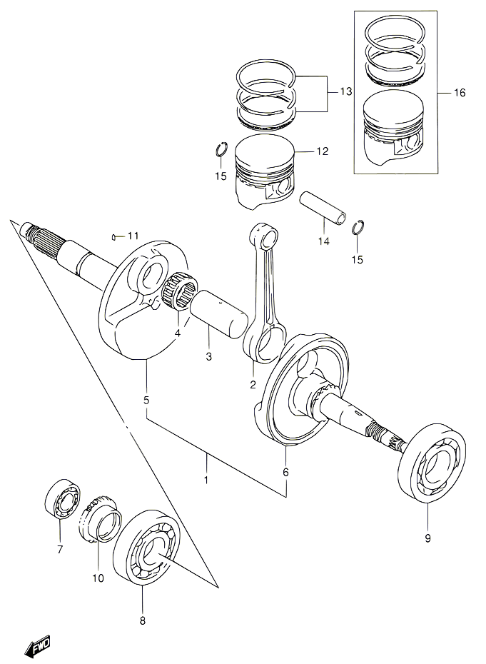 VILEBREQUIN POUR SUZUKI OZARK 160 2003 POUR SUZUKI OZARKLT F160 K3 