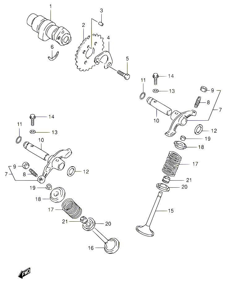ARBRE A CAMES VALVE POUR SUZUKI OZARK 160 2003 POUR SUZUKI OZARKLT F160 K3 