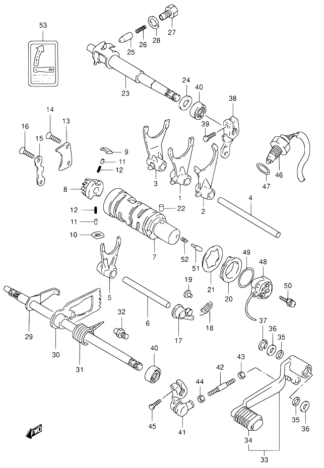 ENSEMBLE SELECTEUR DE VITESSES POUR SUZUKI OZARK 160 2003 POUR SUZUKI OZARKLT F160 K3 