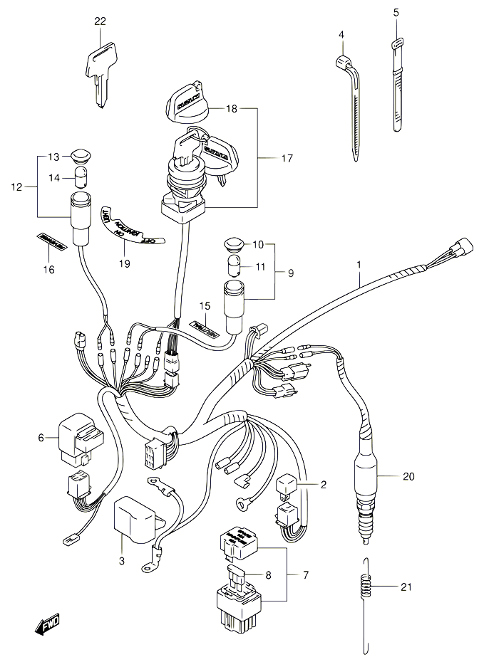 FAISCEAU ELECTRIQUE POUR SUZUKI OZARK 160 2003 POUR SUZUKI OZARKLT F160 K3 