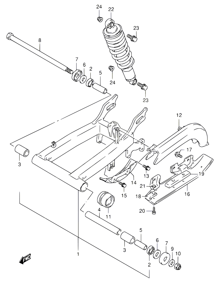 BRAS OSCILLANT ARRIERE POUR SUZUKI OZARK 160 2003 POUR SUZUKI OZARKLT F160 K3 