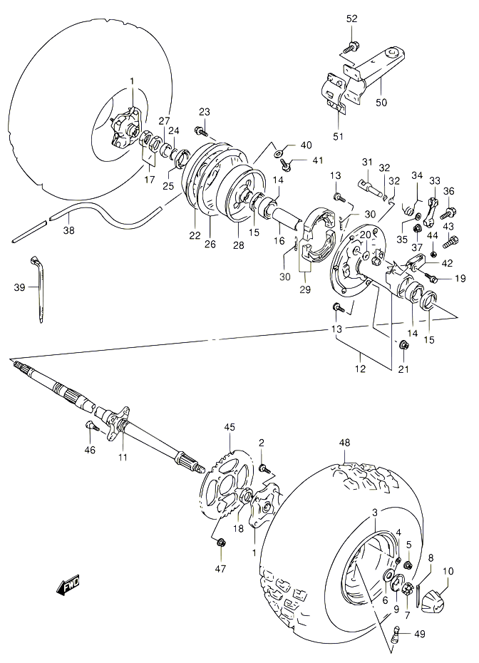 ROUE ARRIERE POUR SUZUKI OZARK 160 2003 POUR SUZUKI OZARKLT F160 K3 